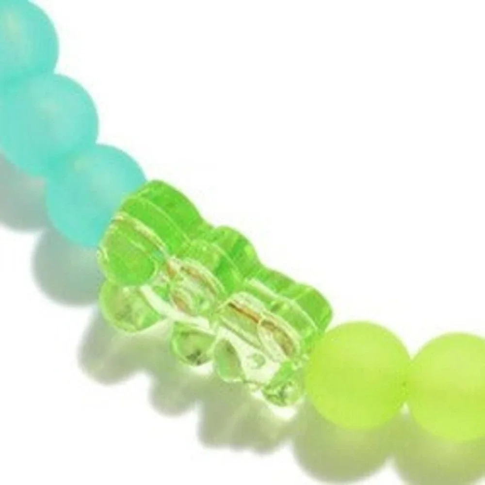 Candy Bear Beaded Bangle Key Ring Keychain Bag Charm Green - Picture 4 of 4